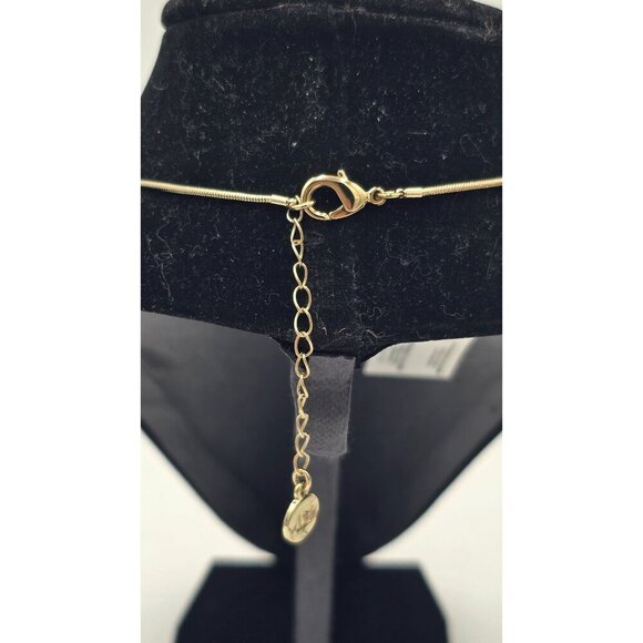 Liz Claiborne Gold-Tone Textured Abstract Pendant Necklace With Adjustable Chain - Picture 5 of 7